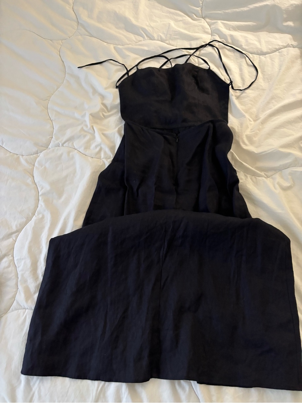 Black Strappy Reformation Linen Maxi Dress